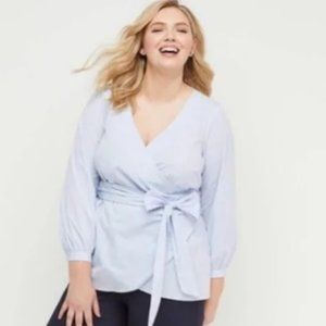 LIKE NEW Blue & White Checked Plus Sz 20 Casual or Dress Wraparound Shirt